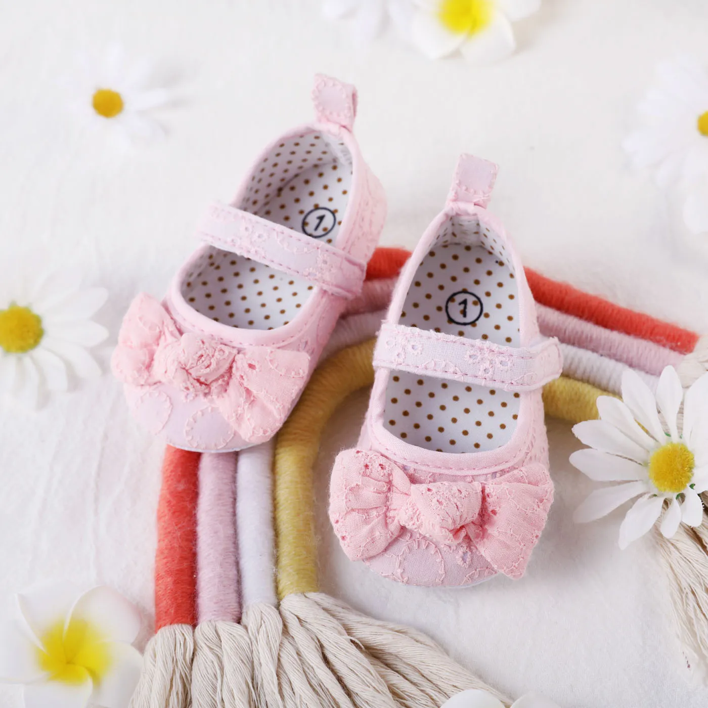 Baby/Toddler Bowknot Decor Textured Solid Shoes Pink