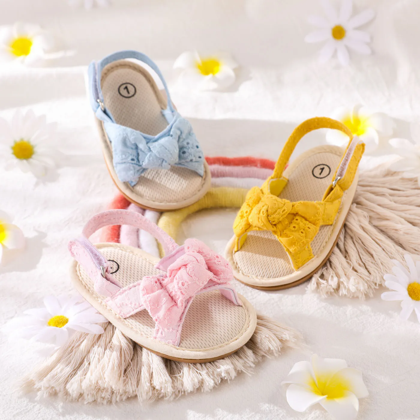 Baby Bow Decor Solid Toddler Sandals Pink image 6