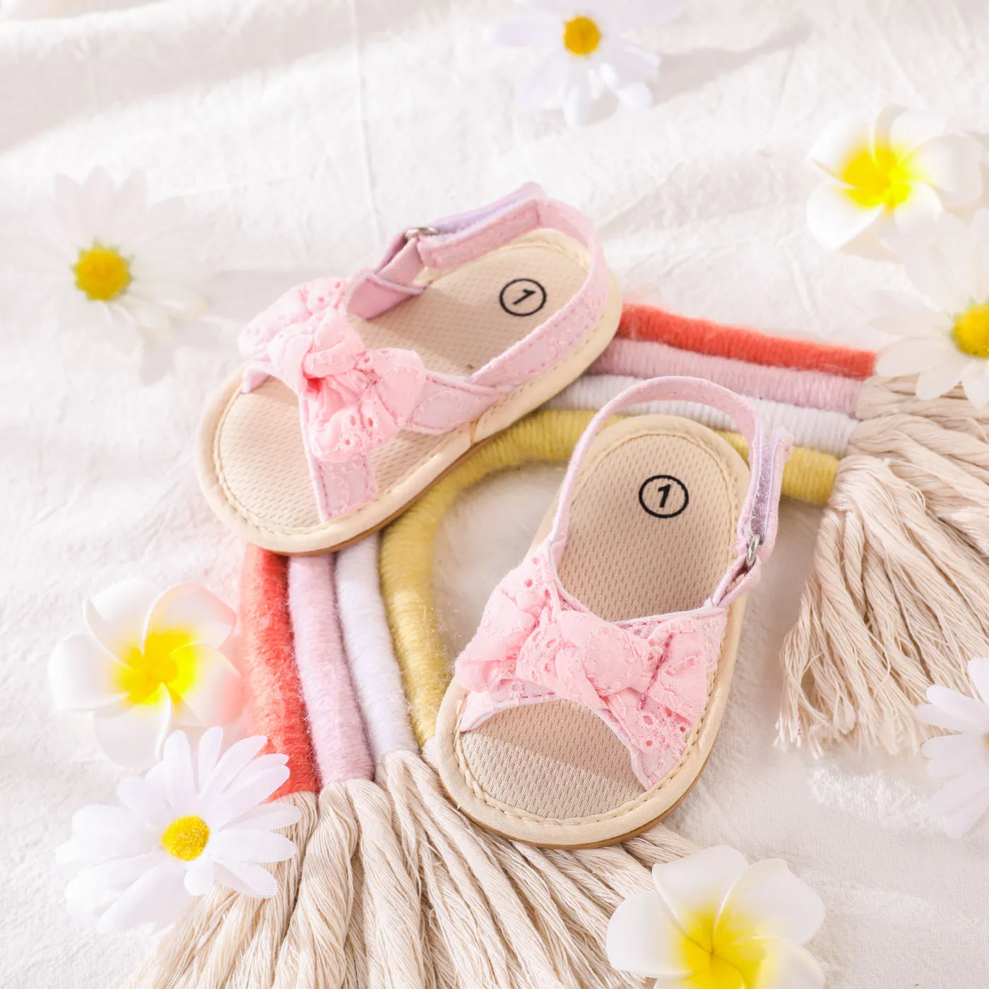 Baby Bow Decor Solid Toddler Sandals Pink big image 1