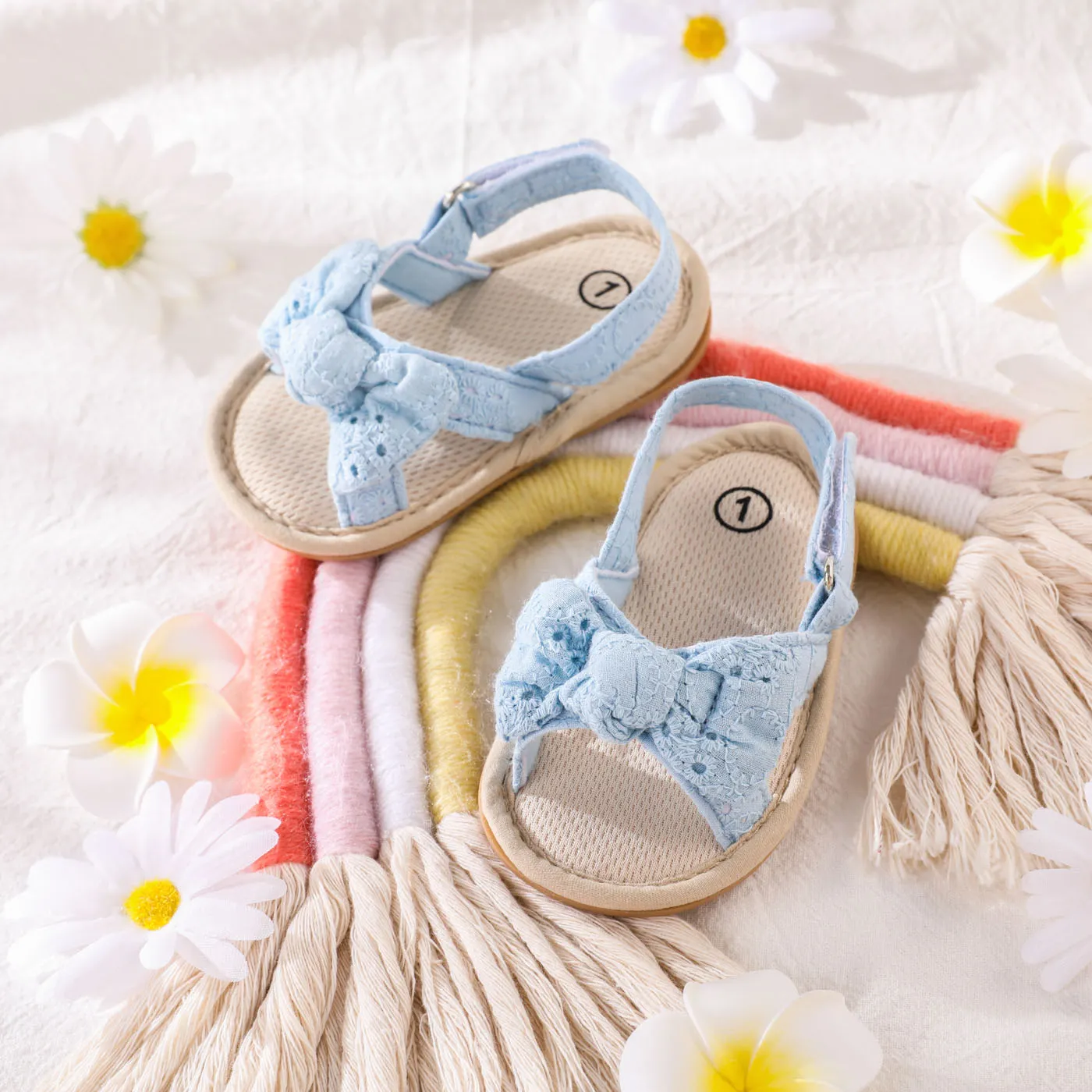 Baby Bow Decor Solid Toddler Sandals Blue
