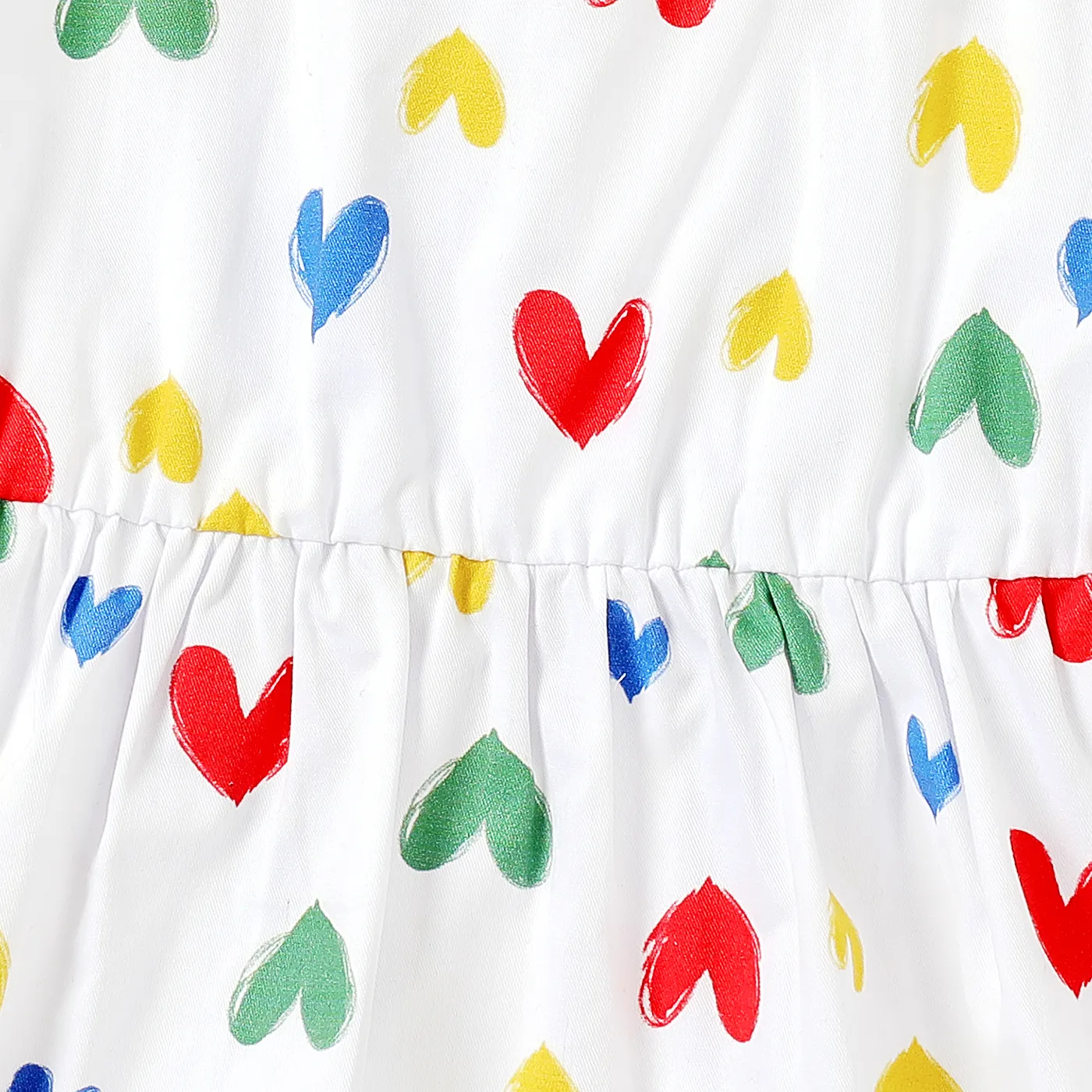 Toddler Girl 100% Cotton Allover Heart Print Rainbow Slip Dress White image 4