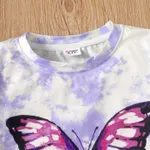 2Pcs Kid Girl Naia Butterfly Print Short-sleeve Tee & Ripped Denim Shorts Set  image 4