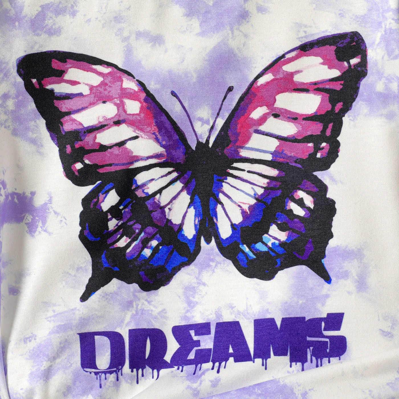 2Pcs Kid Girl Naia Butterfly Print Short-sleeve Tee & Ripped Denim Shorts Set  image 3