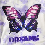 2Pcs Kid Girl Naia Butterfly Print Short-sleeve Tee & Ripped Denim Shorts Set  image 3