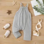 Toddler Girl Solid Color Cotton Sleeveless Jumpsuit Flecked Grey