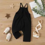 Toddler Girl Solid Color Cotton Sleeveless Jumpsuit Black