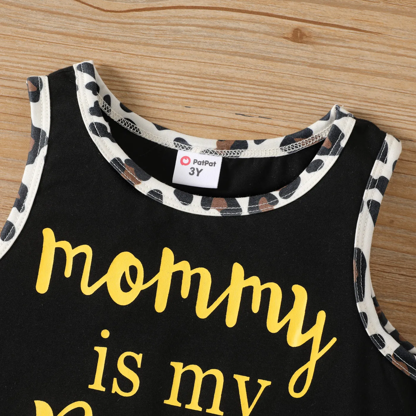 2pcs Toddler Girl Letter Leopard Print Tank Top and Elasticized Shorts Set  image 4