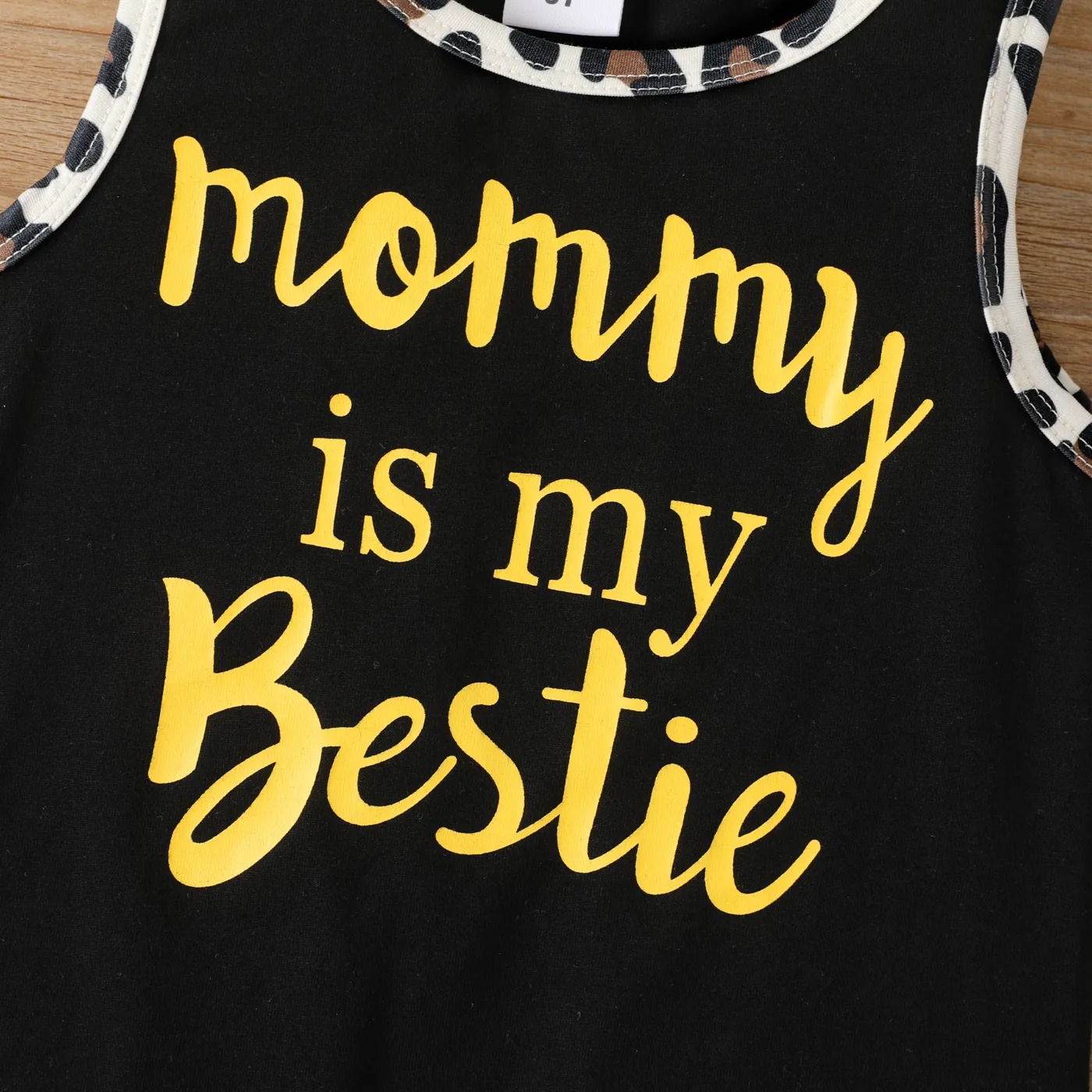 2pcs Toddler Girl Letter Leopard Print Tank Top and Elasticized Shorts Set  image 5