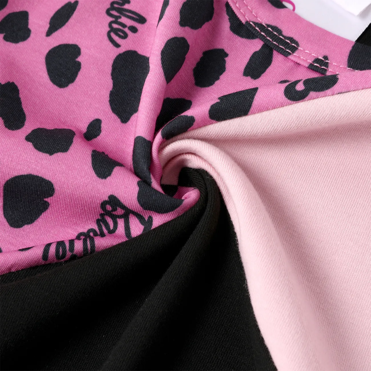 باربي طفل / طفل فتاة ليوبارد / طباعة ملونة نايا™ فستان قصير الأكمام مع فاني باك كتلة اللون big image 1