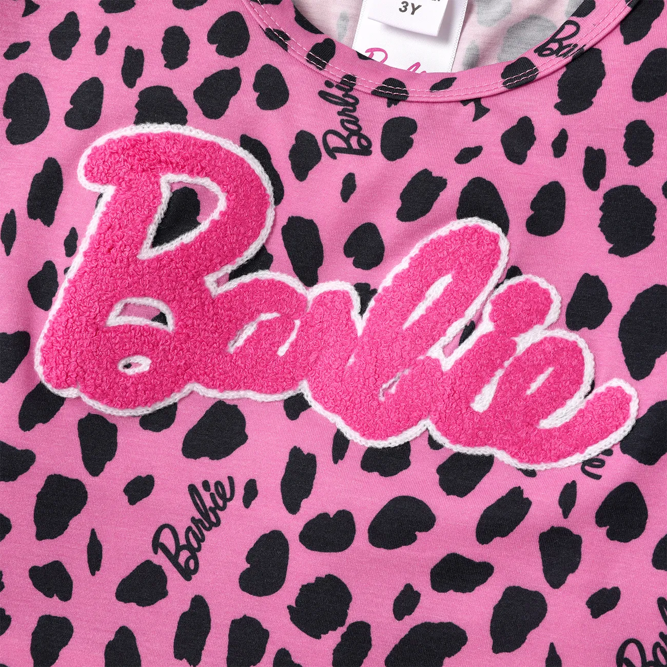 Barbie Toddler/Kid Girl Leopard/Colorblock Print Naia™ Short-sleeve Dress with Fanny Pack Pink big image 1