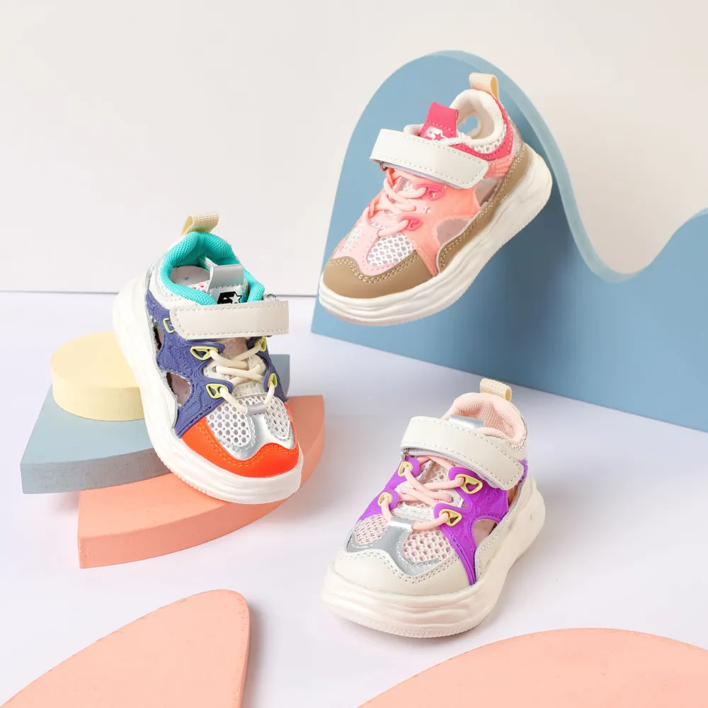 Toddler/Kid Breathable Colorblock Hollow Velcro Casual Shoes big image 2