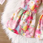 2pcs Toddler Girl Off-Shoulder Schiffy Top and Floral Print Flared Pants Set Colorful image 5