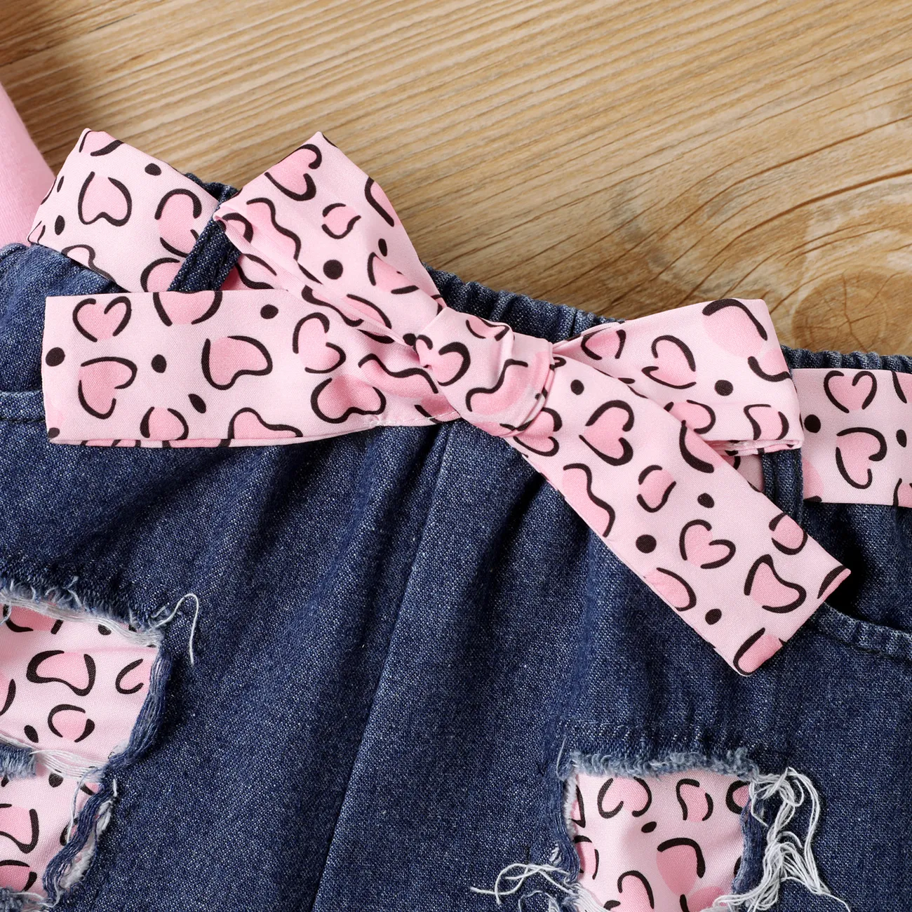 3 Stück Kleinkinder Mädchen Löcher Avantgardistisch T-Shirt-Sets rosa big image 1
