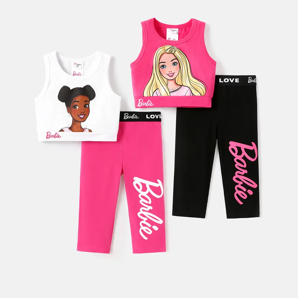 Barbie Toddler/Kid Girl 2pcs Character Print Cotton Sleeveless Tee and Leggings Set big image 7