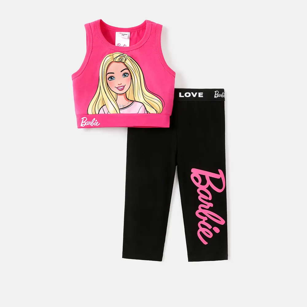 Barbie Toddler/Kid Girl 2pcs Character Print Cotton Sleeveless Tee and Leggings Set big image 6