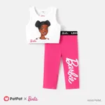 Barbie Toddler/Kid Girl 2pcs Character Print Cotton Sleeveless Tee and Leggings Set White