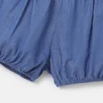 Baby Girl 100% Cotton Denim Splice Ruffled Sleeveless Romper Shorts  image 5