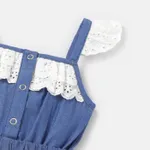 Baby Girl 100% Cotton Denim Splice Ruffled Sleeveless Romper Shorts  image 3