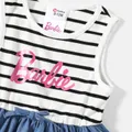 Barbie Mommy and Me Letter Graphic Cotton Striped Spliced Tank Dresses  image 4