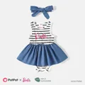 Barbie Mommy and Me Letter Graphic Cotton Striped Spliced Tank Dresses  image 1