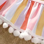 2Pcs Toddler Girl Colorful Stripe Pom Pom Decor Two-piece Swimsuit Set  image 3