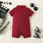 Baby Boy Bow Tie Decor Red Striped Short-sleeve Romper Red image 2