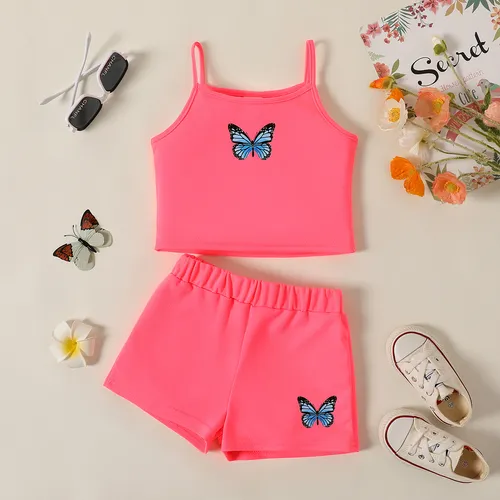 Toddler Girl 2pcs Butterfly Print Camisole and Shorts Set