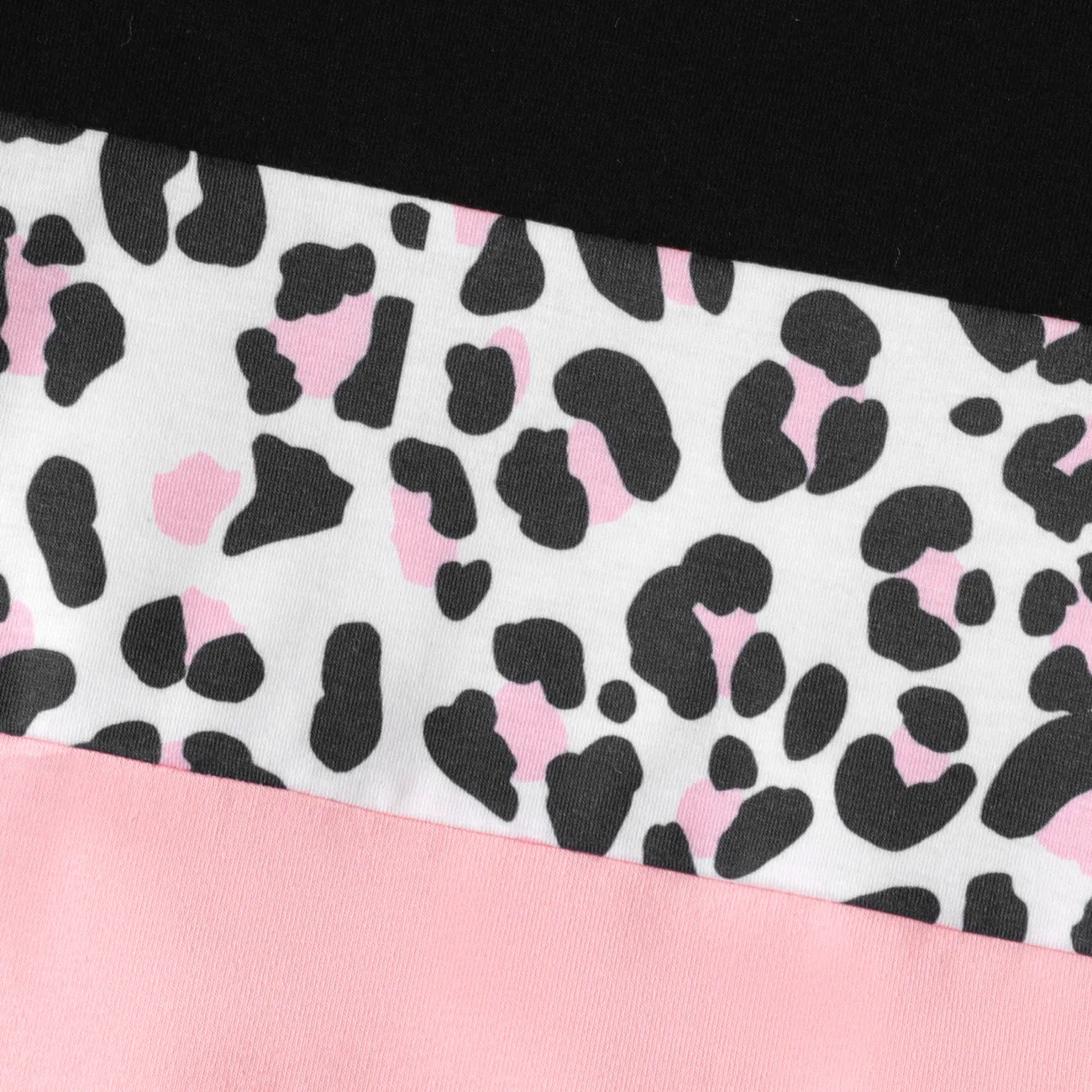 Bébé Couture de tissus Motif léopard Tendance Manches courtes Robe bloc de couleur big image 1