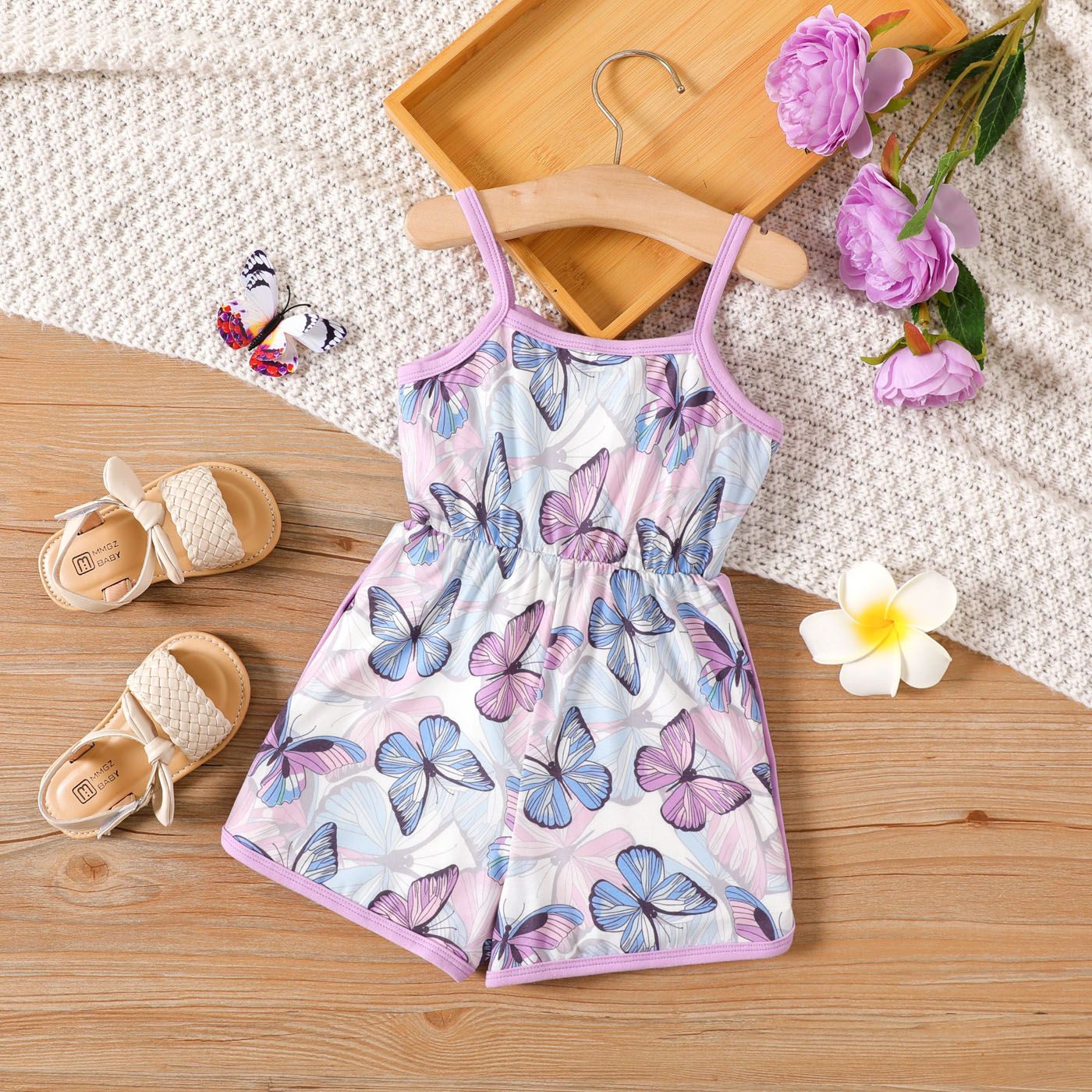 

Toddler Girl Naia Butterfly Print Slip Rompers