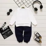 2pcs Toddler Boy Naia Chevron Stripes Sweatshirt and Letter Print Pants Set  image 3