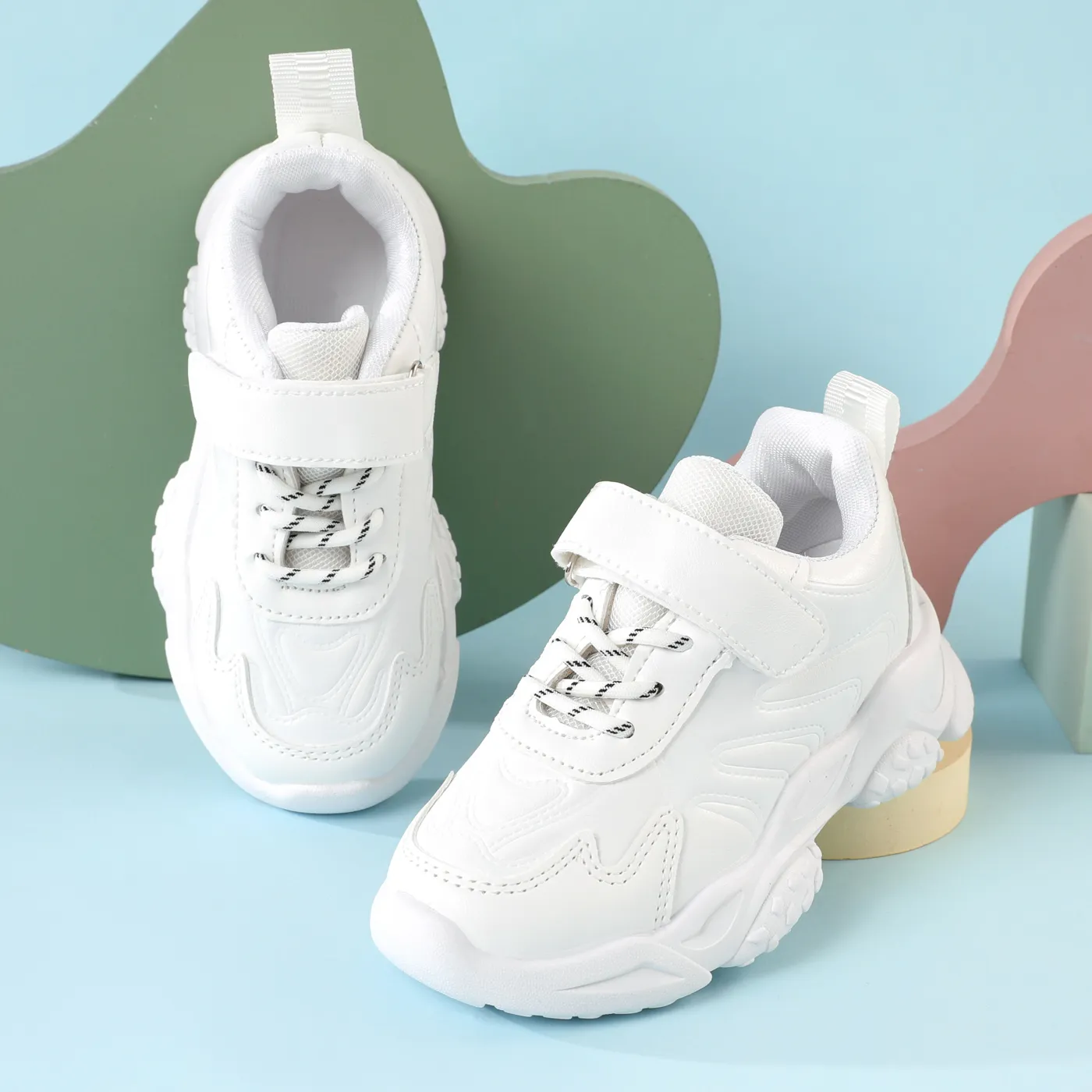 Kid Velcro Solid Sneakers White image 2