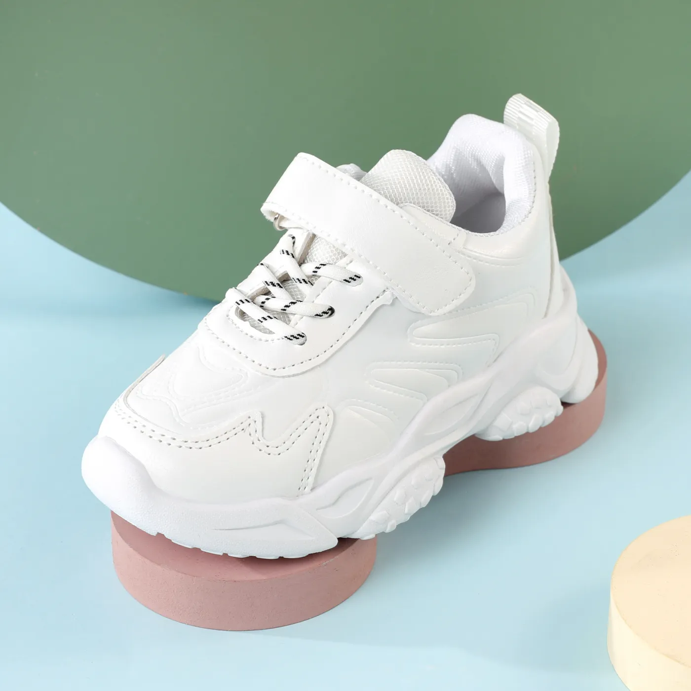 Kid Velcro Solid Sneakers White image 3
