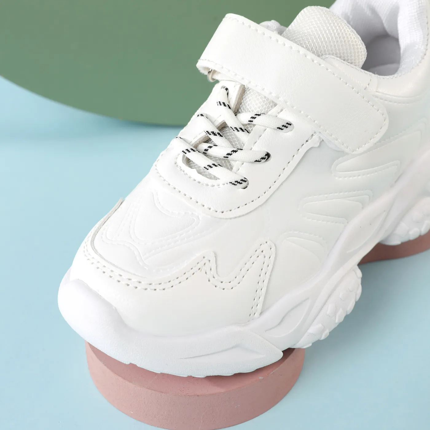 Kid Velcro Solid Sneakers White image 4