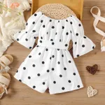Toddler Girl Polka dots Bell sleeves Belted Romper Jumpsuit Shorts  image 3