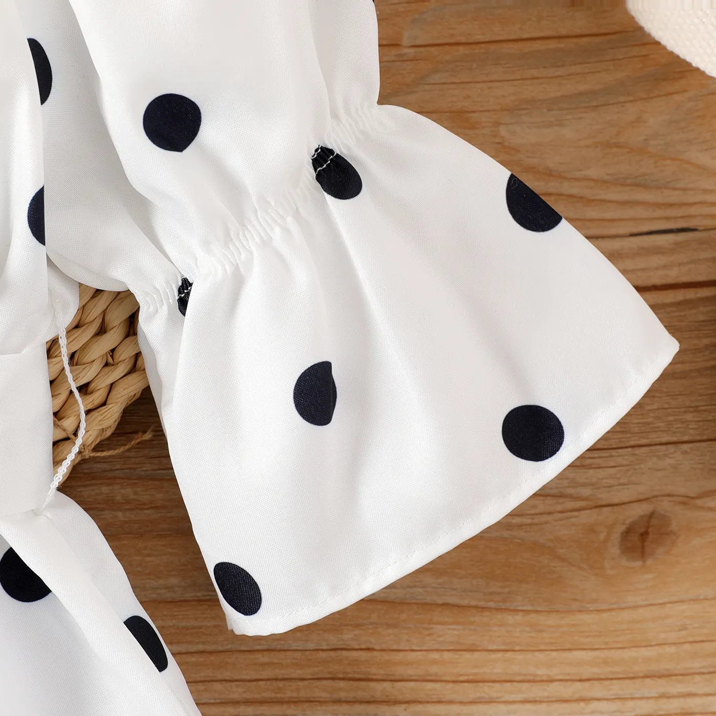 Toddler Girl Polka dots Bell sleeves Belted Romper Jumpsuit Shorts  image 5