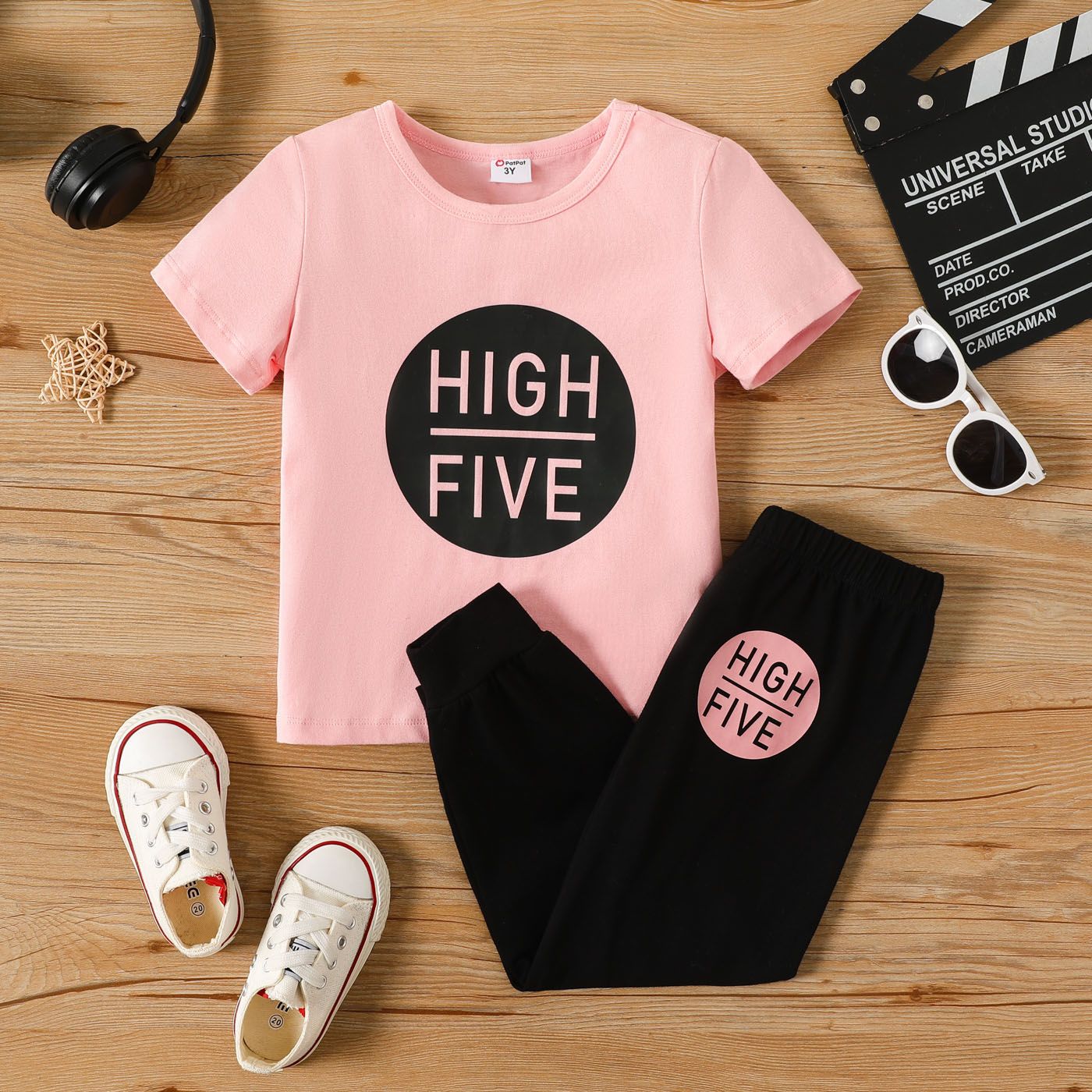 

2pcs Toddler Girl/Boy Letter Print Short-sleeve Cotton Tee and Pants Set