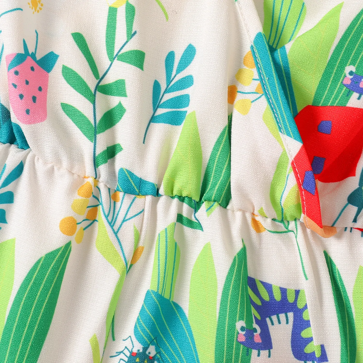 Toddler Girl Floral Print Bowknot Design Sleeveless Rompers Colorful image 4