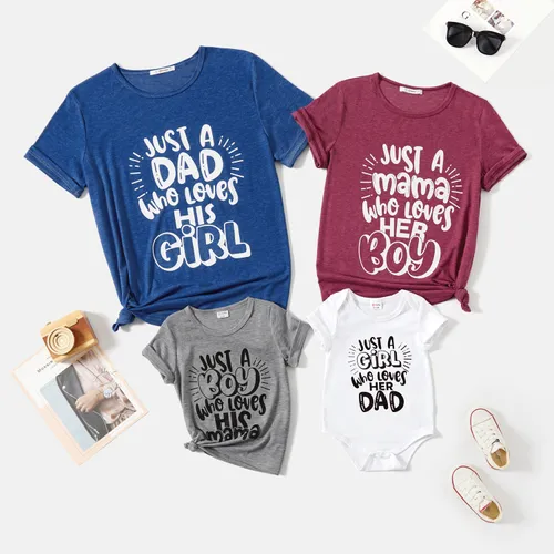Family Matching 95% Cotton Short-sleeve Letter Print Tee