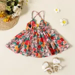 Baby Girl Contrast Bow Decor Allover Floral Print Cut Out Cami Dress  image 2