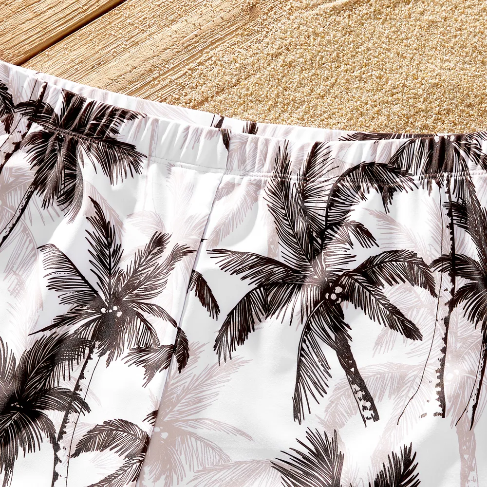 Family Matching Allover Coconut Tree Print Spliced Ruched One-piece Swimsuit and Swim Trunks big image 17