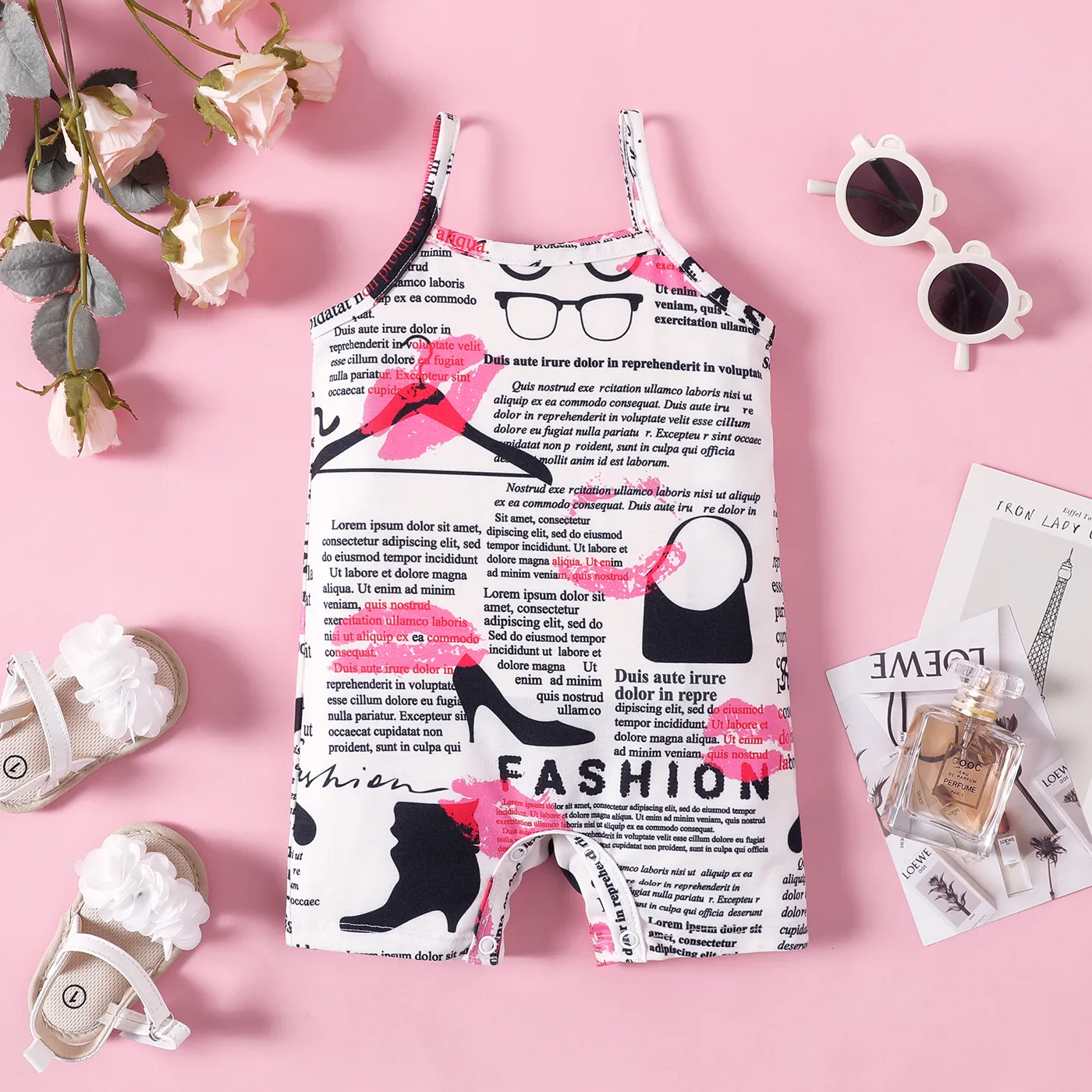 Naia™ Baby Girl Allover Letter Print Cami Romper  image 2