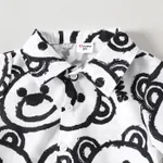 2pcs Toddler Boy Bear Print Lapel Collar Shirt and Elasticized Shorts Set  image 4