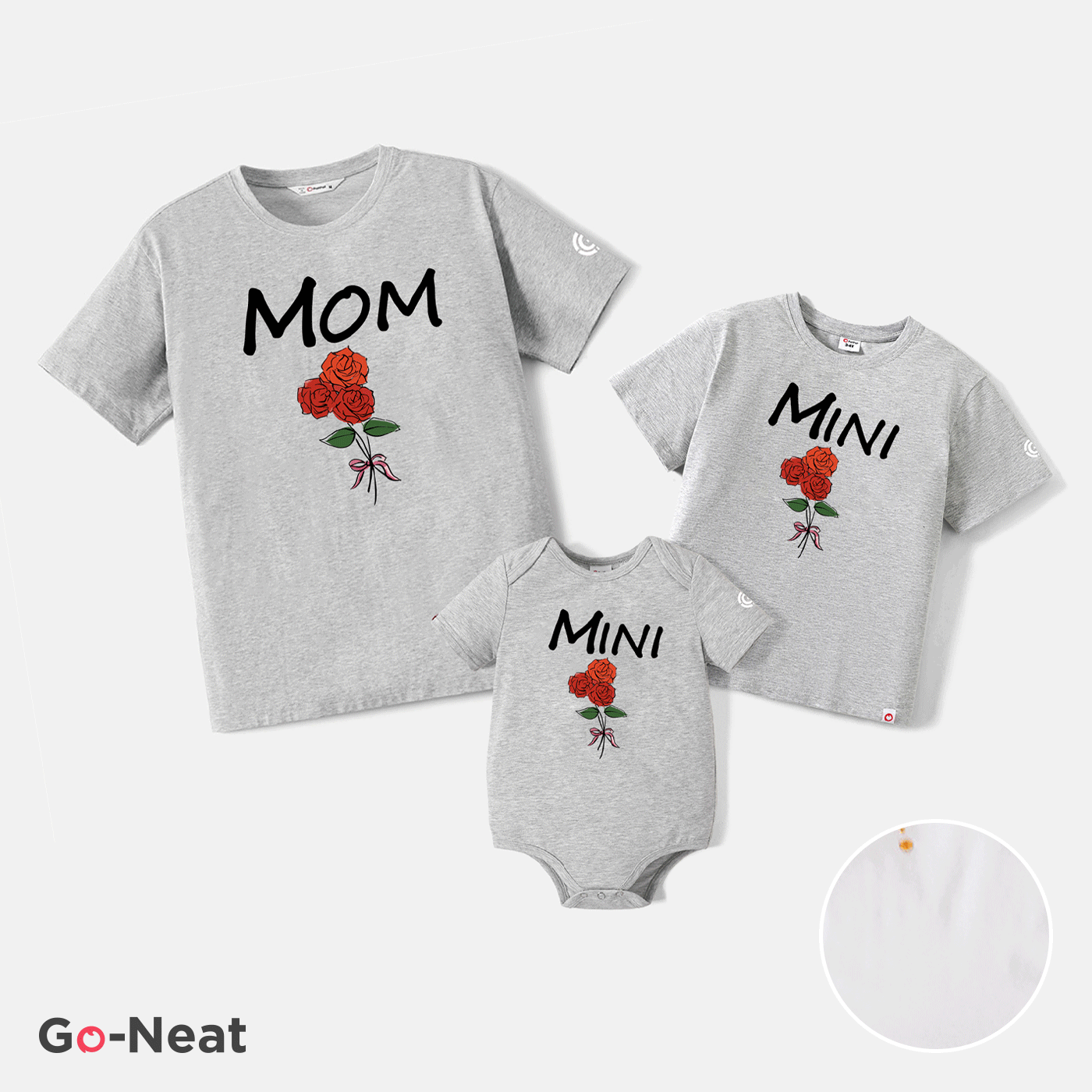 Go-Neat Resistente a manchas Conjuntos de roupa para a família Mãe e eu Plantas e flores Manga curta Tops  image 2