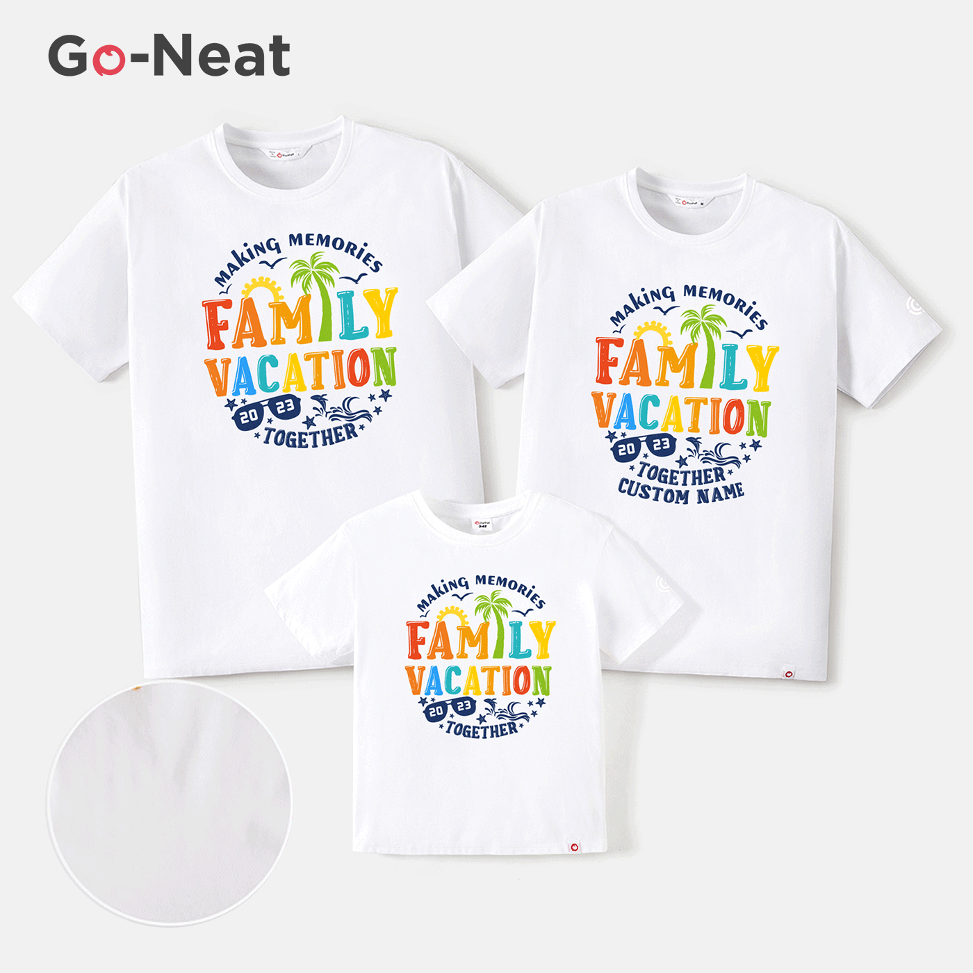 Go-Neat Water Repellent and Stain Resistant Family Matching Colorful Letter Print Short-sleeve Tee