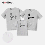Go-Neat Water Repellent and Stain Resistant Family Matching Crown & Letter Print Short-sleeve Tee Light Grey