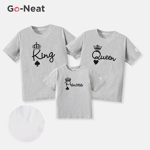 Go-Neat Water Repellent and Stain Resistant Family Matching Crown & Letter Print Short-sleeve Tee