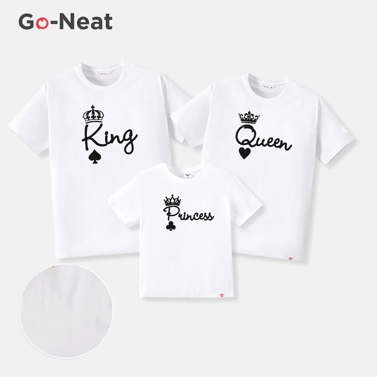 Go-Neat Water Repellent and Stain Resistant Family Matching Crown & Letter Print Short-sleeve Tee White big image 1
