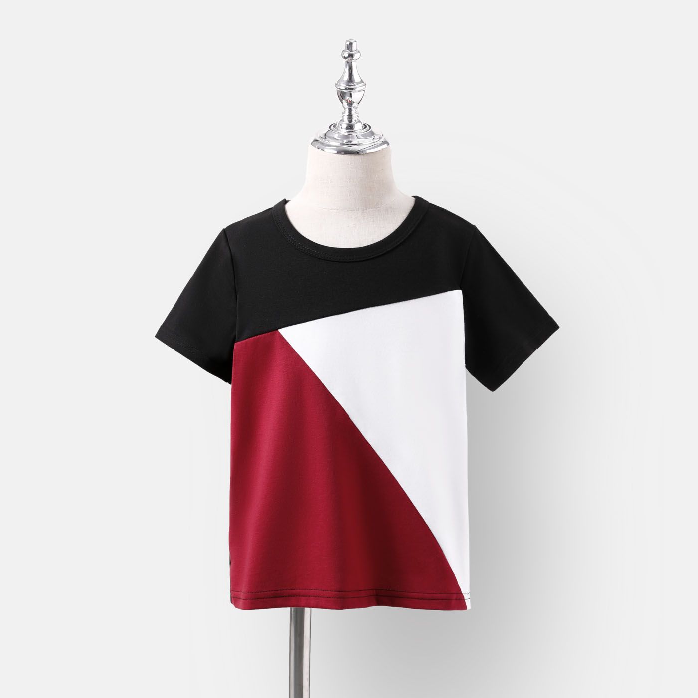 Family Matching Allover Geo Print Halter Belted Dresses And Short-sleeve Colorblock T-shirts Sets