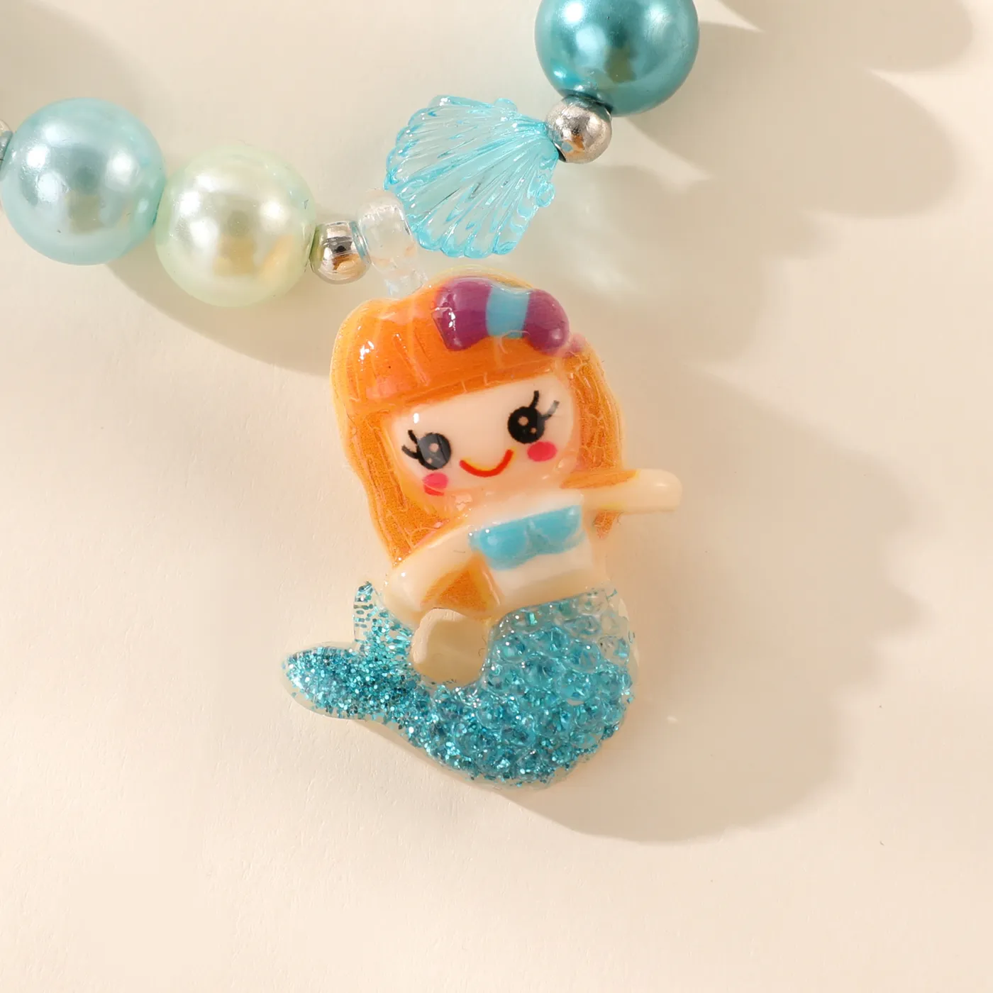 Toddler / Kid Mermaid Charm Beaded Bracelet (Random Bead Color) Blue image 4