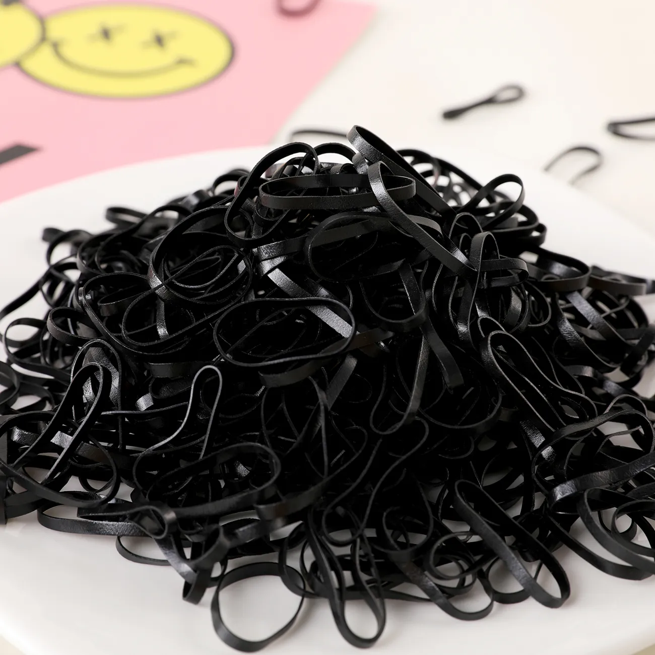 500-piece Pretty Disposable Hair Ropes for Girls Black big image 1